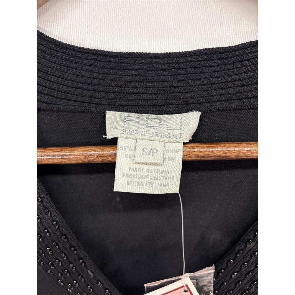 Beaded Twist Front Sweater Top Size S/P French Dressing Jeans Co FDJ Black - Picture 3 of 8
